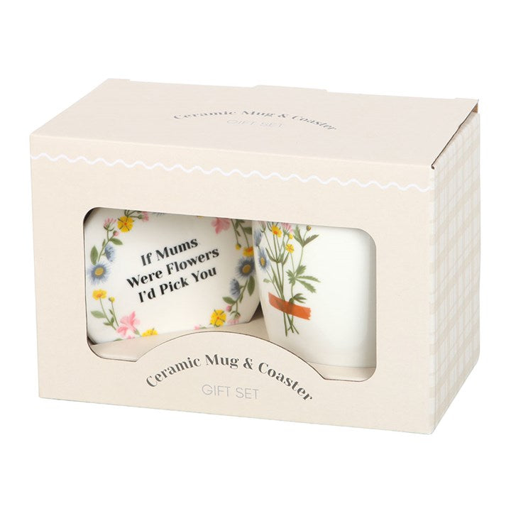 If Mums Were Flowers – Floral Mug & Coaster Gift Set
