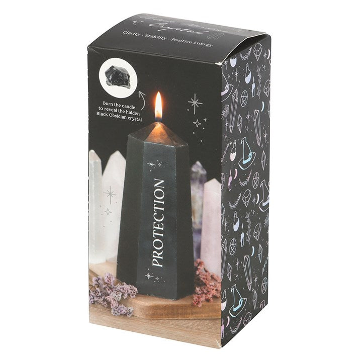 Guardian Shield – Black Obsidian Protection Crystal Candle