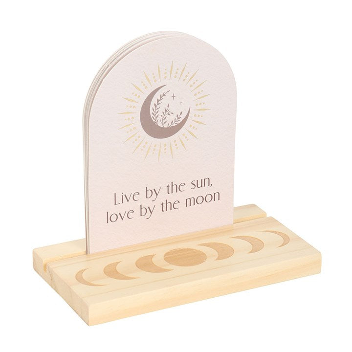 Luna Moth Affirmation Cards with Wooden Stand – Manifest Positivity & Growth