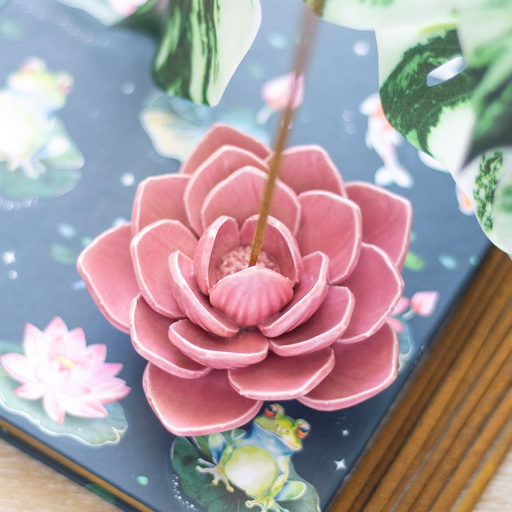 Pink Water Lily Incense Stick Holder – Elegance & Serenity
