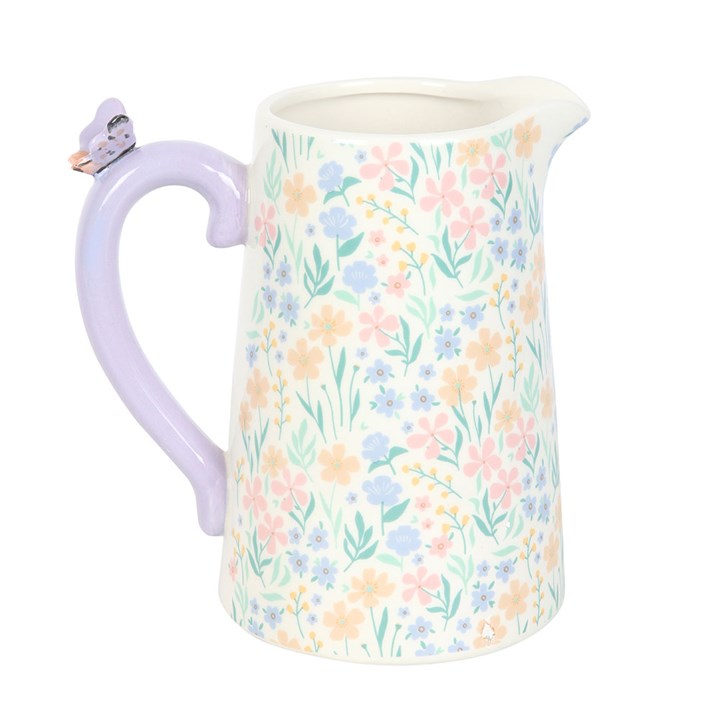 Spring Blossom Ceramic Flower Jug with Butterfly