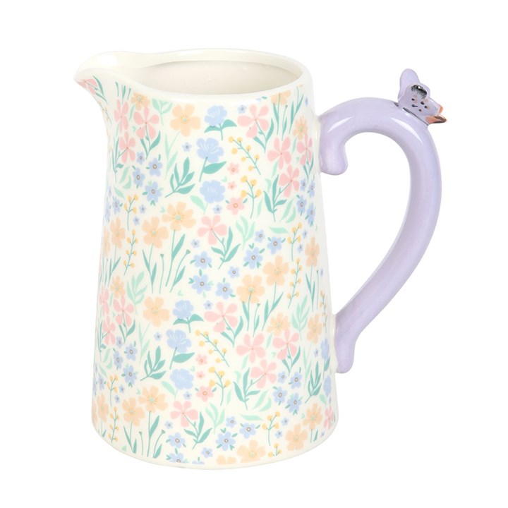 Spring Blossom Ceramic Flower Jug with Butterfly