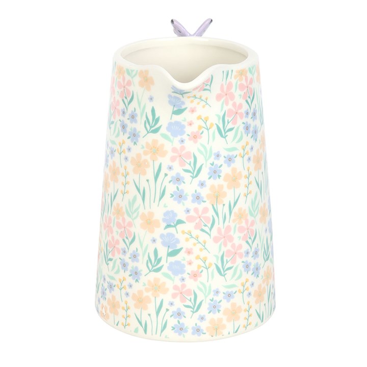 Spring Blossom Ceramic Flower Jug with Butterfly