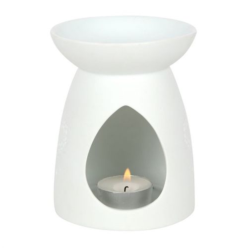 Tranquil Glow – White Ceramic Buddha Face Oil Burner & Wax Warmer
