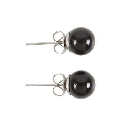 Guardian Studs – Black Agate Crystal Earrings