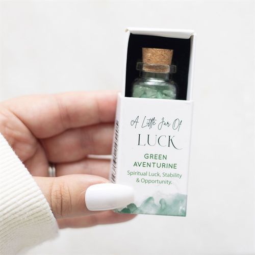 A Little Jar of Luck – Green Aventurine Crystal Chips