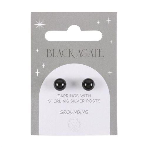 Guardian Studs – Black Agate Crystal Earrings