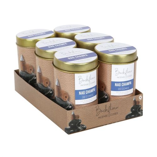 Elements Nag Champa Harmony Jumbo Backflow Incense Cones – 6 Tins
