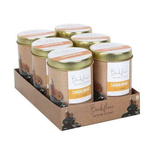 Elements Sandalwood Serenity Jumbo Backflow Incense Cones – 6 Tins