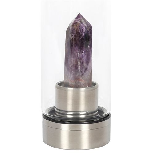Serenity Flow – Amethyst Crystal Glass Water Bottle