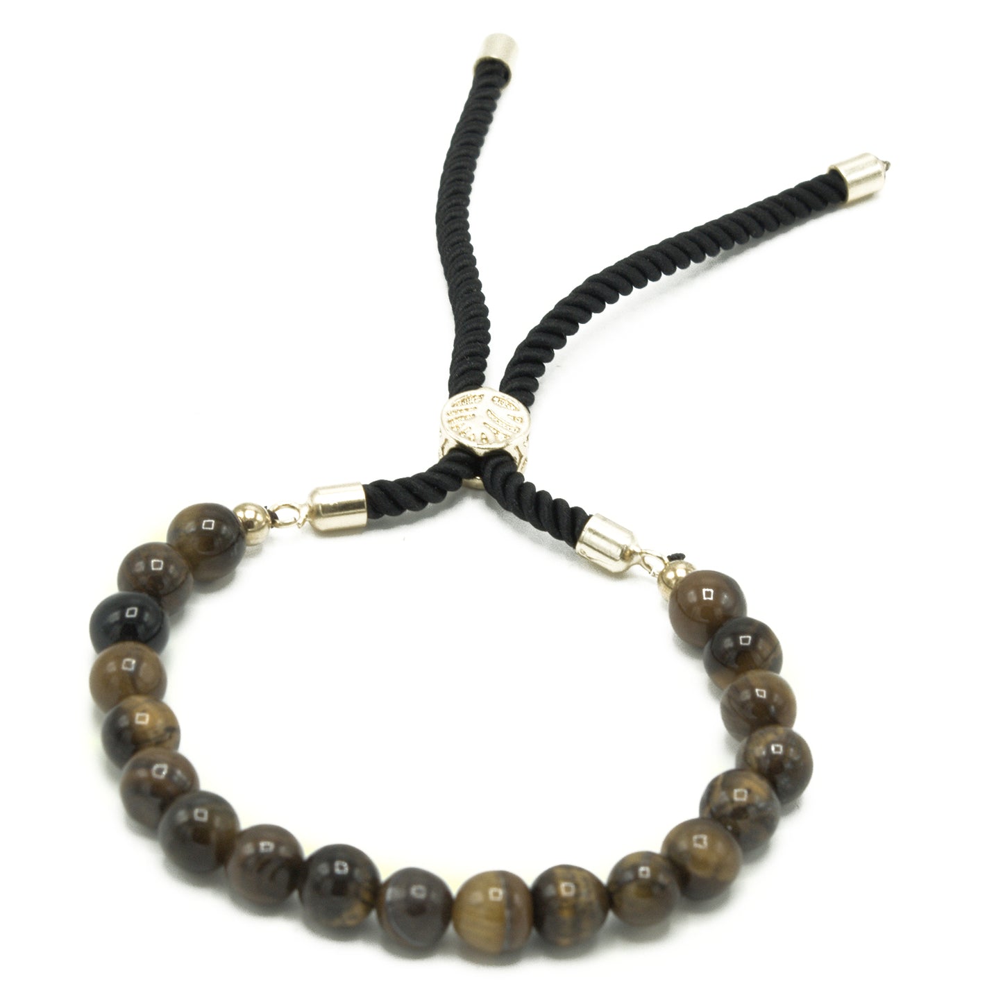 Ares – 18K Gold Plated Tiger’s Eye Black String Bracelet