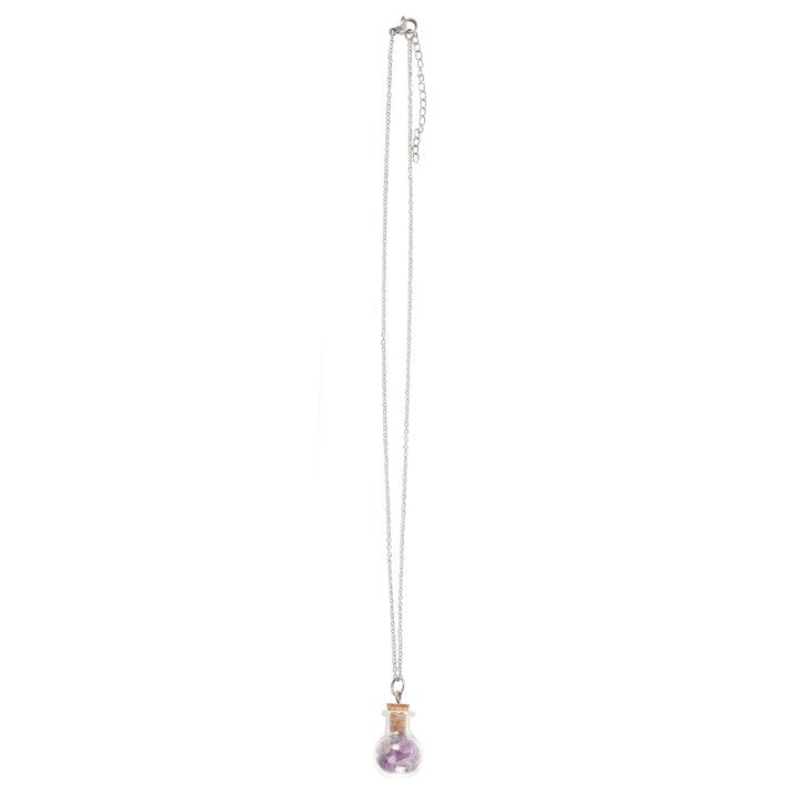 Mystic Calm – Amethyst Crystal Potion Bottle Necklace