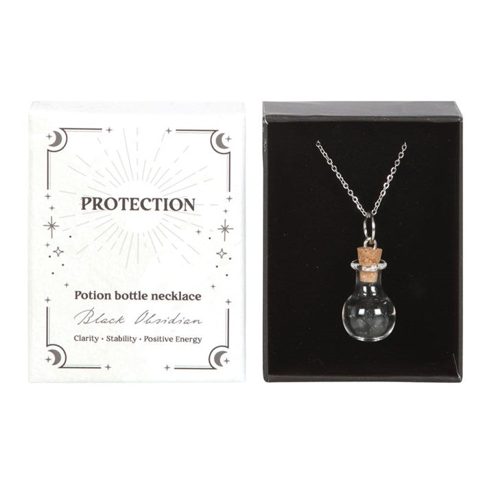 Shield of Shadows – Black Obsidian Potion Bottle Necklace