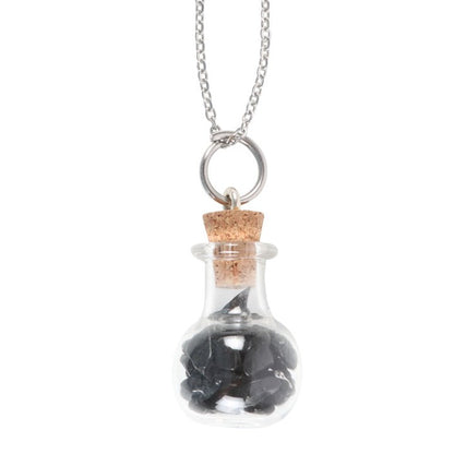 Shield of Shadows – Black Obsidian Potion Bottle Necklace