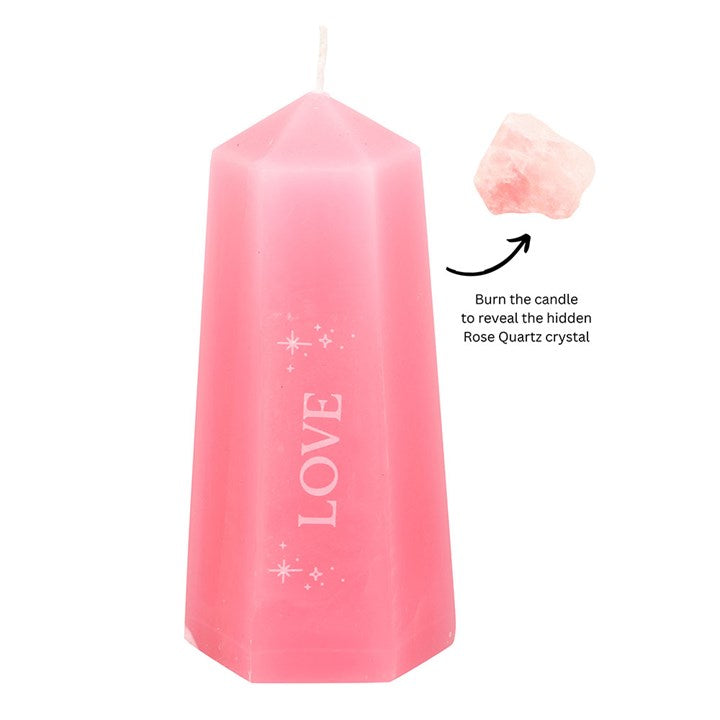 Rose Quartz Love Tower Candle