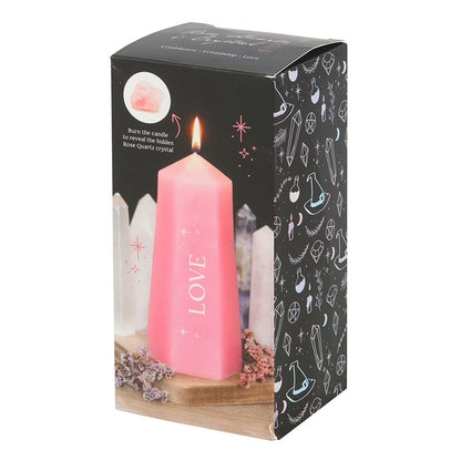 Rose Quartz Love Tower Candle