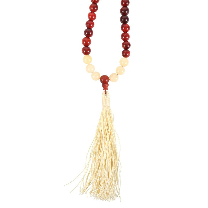 Solar Strength – Rosewood & Yellow Jasper Mala Necklace