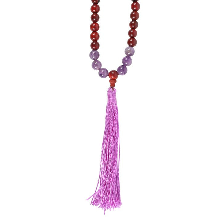 Mystic Vision – Rosewood & Amethyst Intuition Mala Necklace