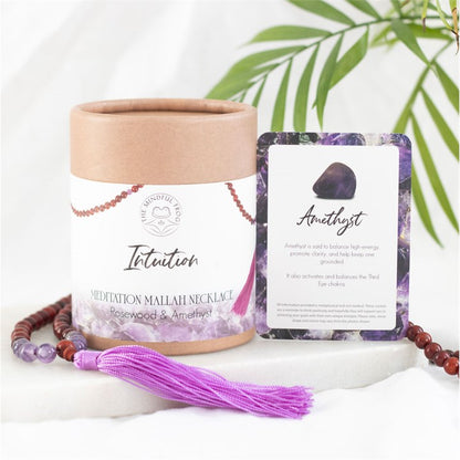 Mystic Vision – Rosewood & Amethyst Intuition Mala Necklace