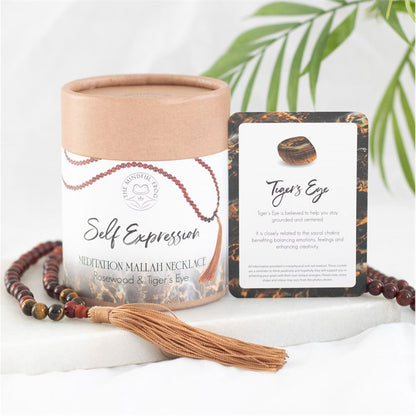 Courageous Voice – Rosewood & Tiger’s Eye Mala Necklace