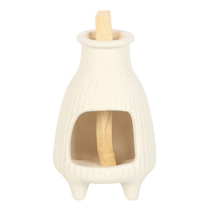 Cream Ribbed Palo Santo Burner