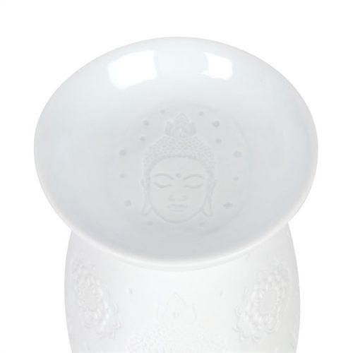 Tranquil Glow – White Ceramic Buddha Face Oil Burner & Wax Warmer