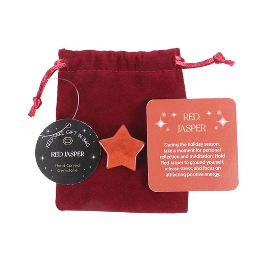 Red Jasper Crystal Star in a Velvet Bag