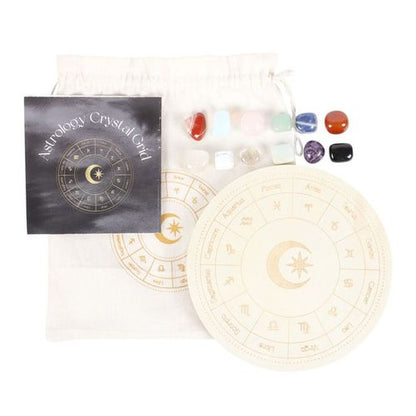 Astrology Wheel Crystal Grid Set – Cosmic Energy & Zodiac Alignment