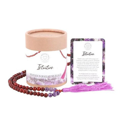 Mystic Vision – Rosewood & Amethyst Intuition Mala Necklace