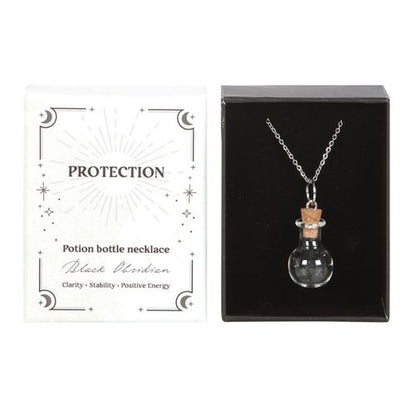 Shield of Shadows – Black Obsidian Potion Bottle Necklace