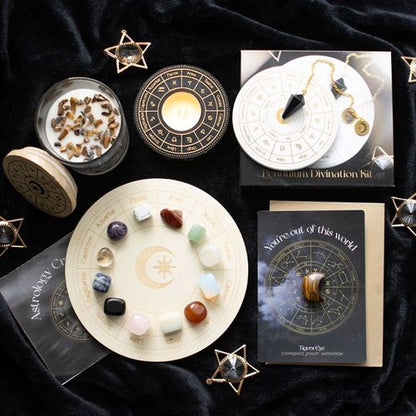 Astrology Wheel Crystal Grid Set – Cosmic Energy & Zodiac Alignment