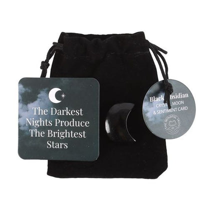 The Darkest Nights – Black Obsidian Crescent Moon Set