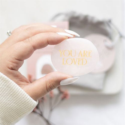 You Are Loved – Rose Quartz Palm Stone for Self-Love & Compassion