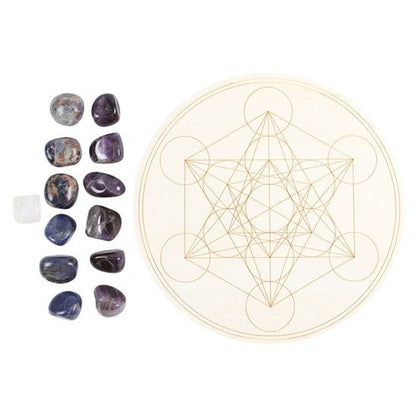 Metatron’s Cube Crystal Grid Set – Tranquility & Spiritual Alignment