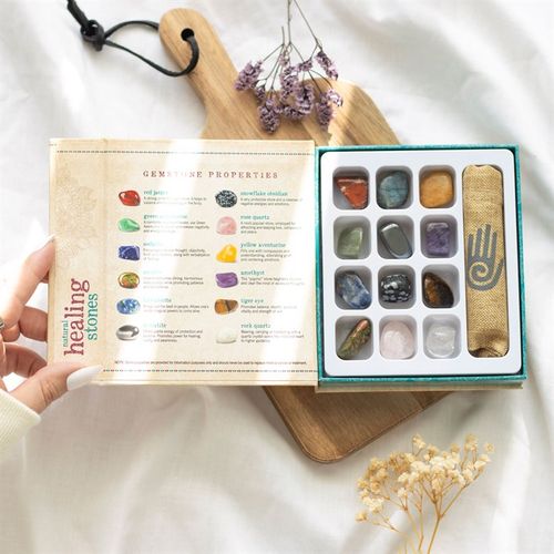 Set of 12 Natural Crystal Healing Gemstones – Balance & Well-Being