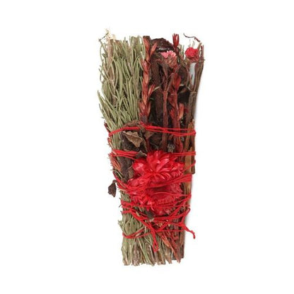 6in Rosemary & Red Flower Ritual Smudge Wand