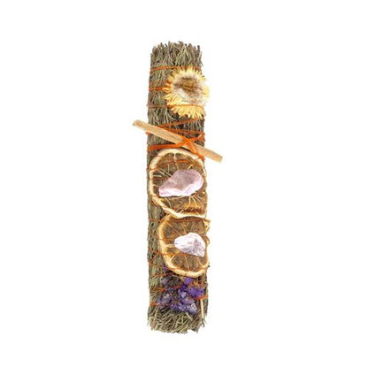 9in Rosemary, Lavender & Orange Smudge Wand with Rhodonite