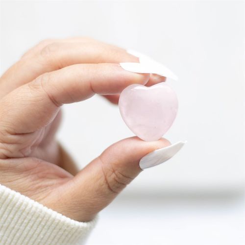 "I Love You" – Rose Quartz Crystal Heart in a Bag