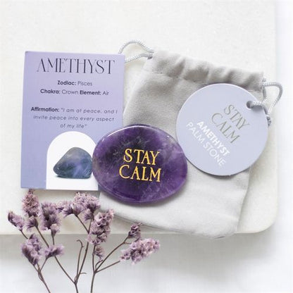 Stay Calm – Amethyst Palm Stone for Peace & Clarity