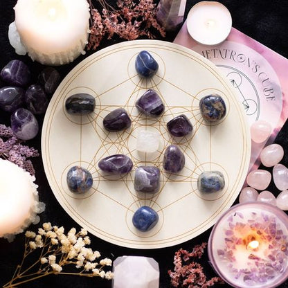 Metatron’s Cube Crystal Grid Set – Tranquility & Spiritual Alignment