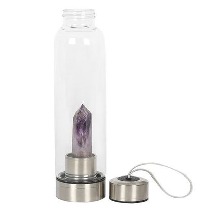 Serenity Flow – Amethyst Crystal Glass Water Bottle