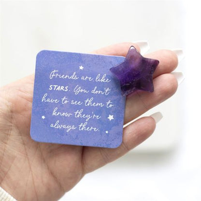 Friends Are Like Stars – Amethyst Crystal Star in a Bag