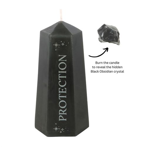 Guardian Shield – Black Obsidian Protection Crystal Candle