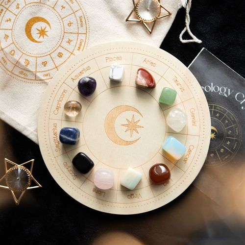 Astrology Wheel Crystal Grid Set – Cosmic Energy & Zodiac Alignment