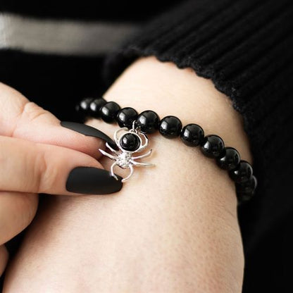 Shadow Weaver – Black Obsidian Spider Bracelet