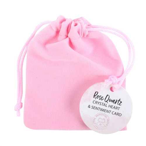 "I Love You" – Rose Quartz Crystal Heart in a Bag