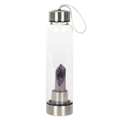 Serenity Flow – Amethyst Crystal Glass Water Bottle