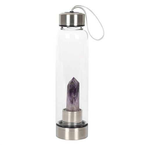 Serenity Flow – Amethyst Crystal Glass Water Bottle