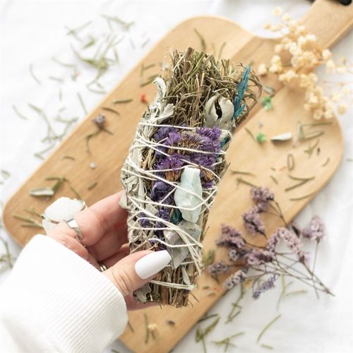 6in Rosemary, Sage & Aventurine Smudge Wand