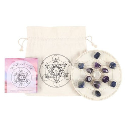 Metatron’s Cube Crystal Grid Set – Tranquility & Spiritual Alignment